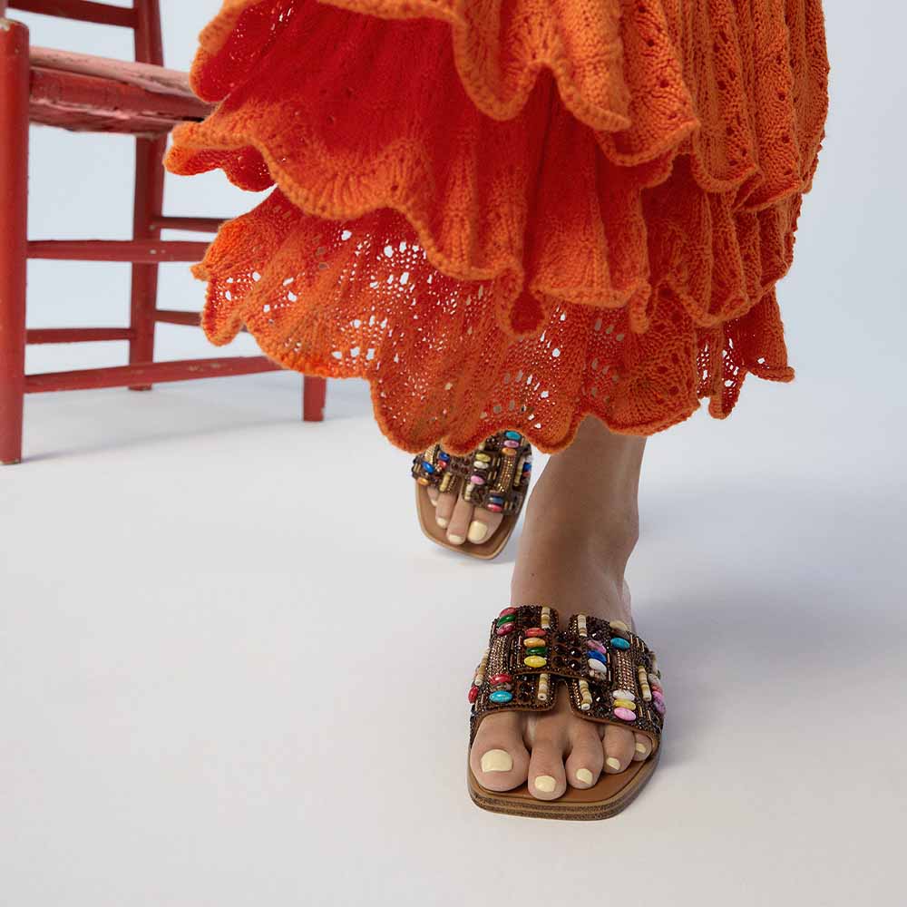 Elenya-In Women's Brown Flat Sandals image number 1